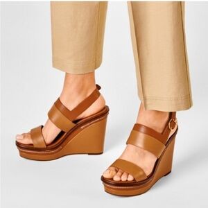 Tory Burch Selby Two Toned Wedge Sandals 9.5